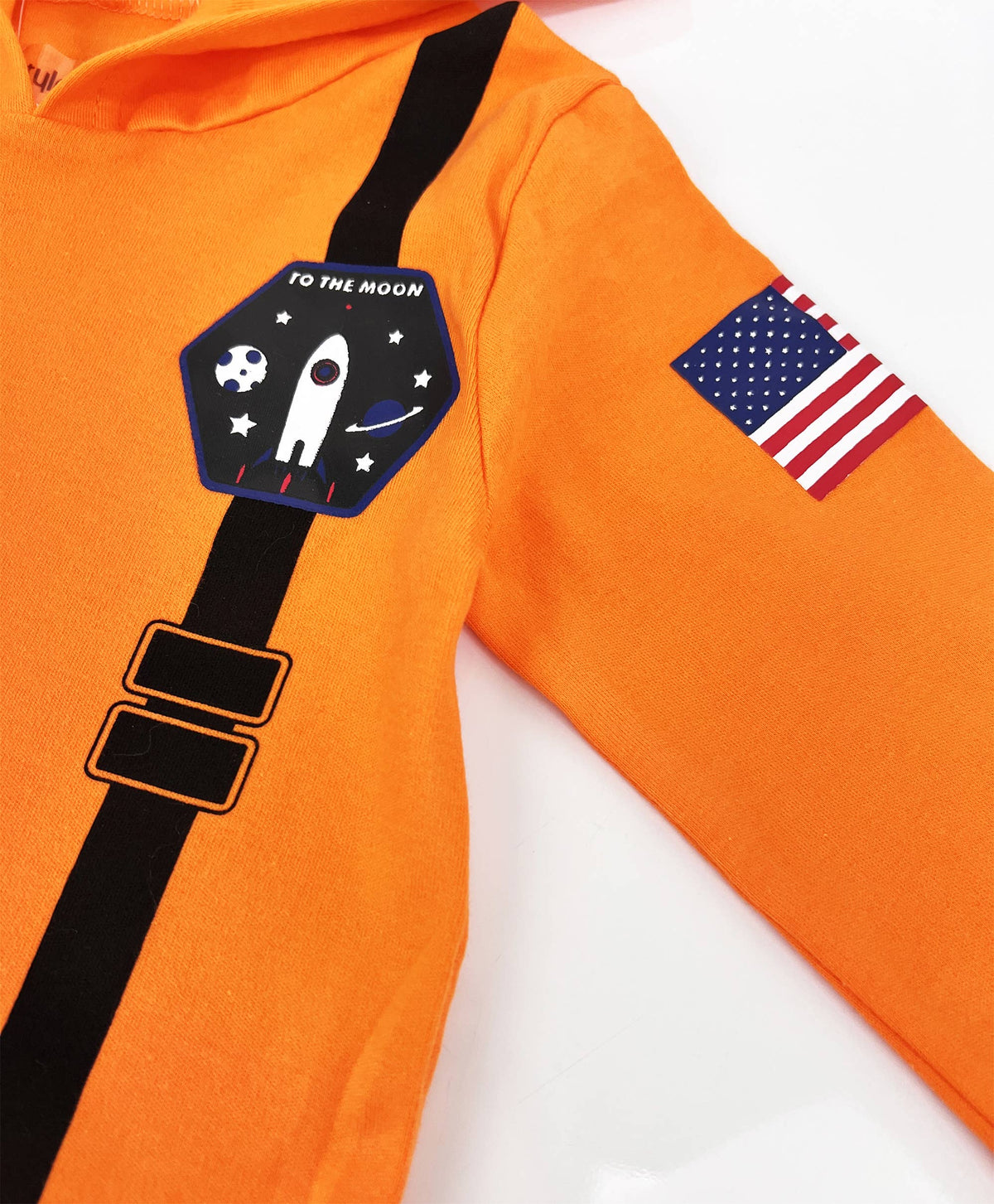 Orange Astronaut Long Sleeve Hooded Costume Baby Romper