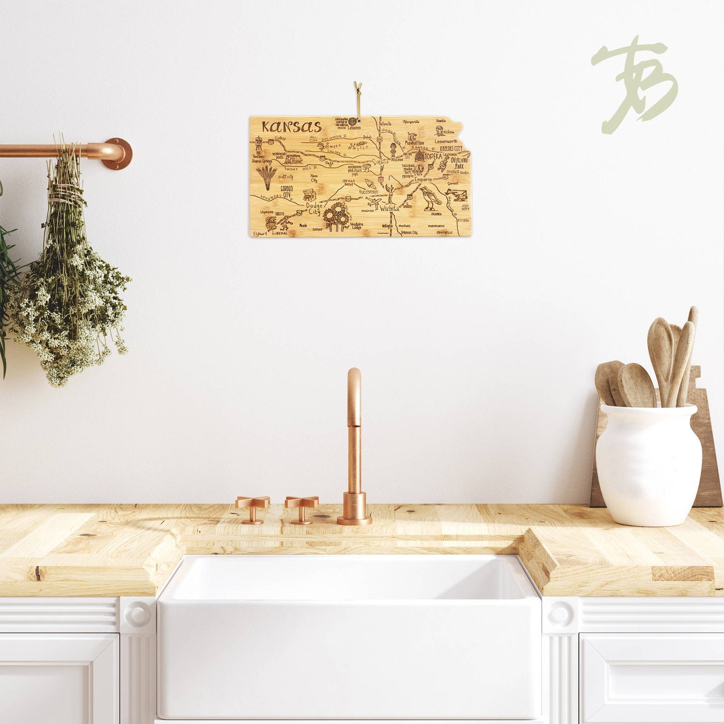 Destination Kansas Cutting Board with Engraved Artwork
