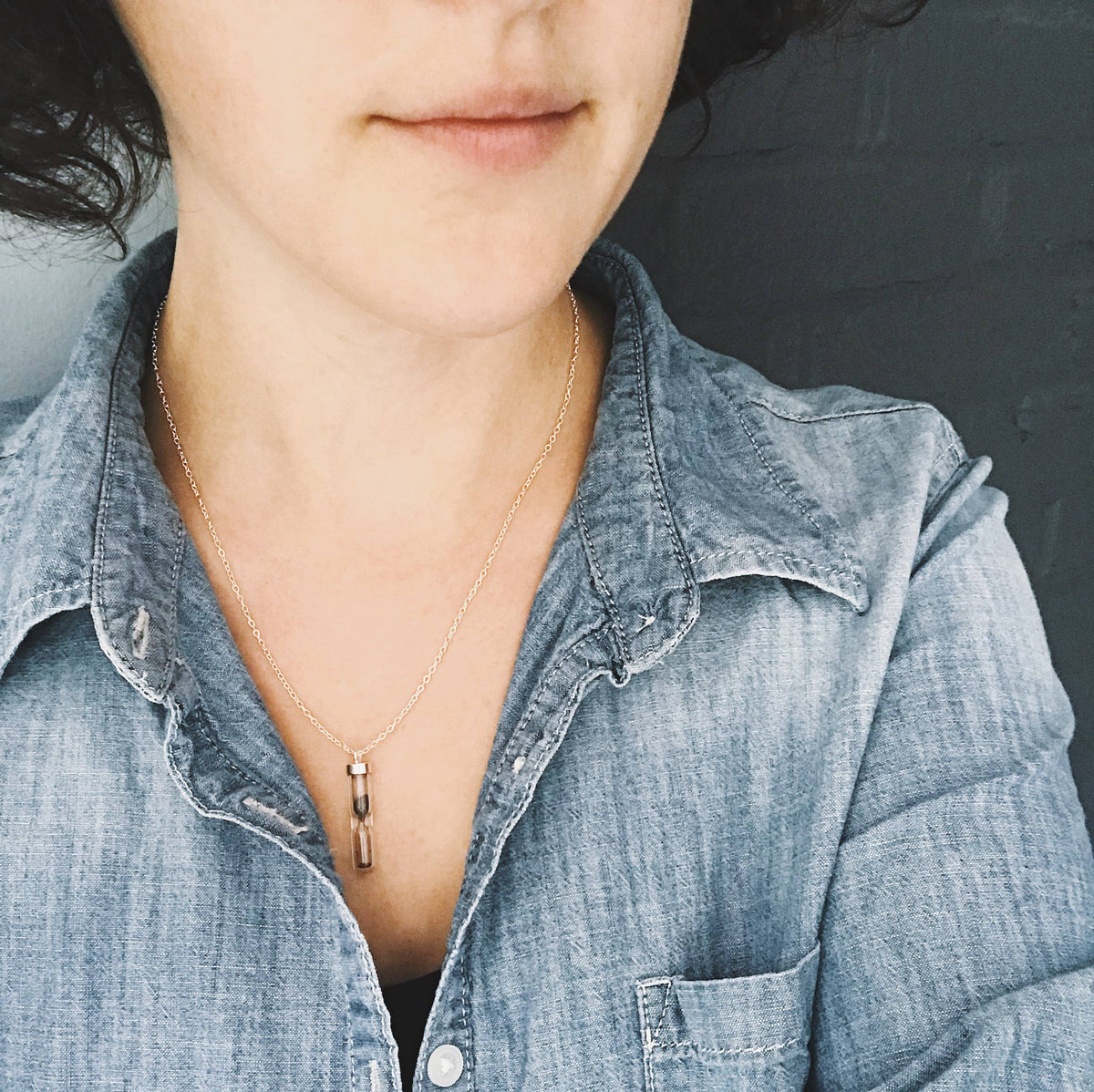 Space Time Hourglass Necklace with Meteorite Dust