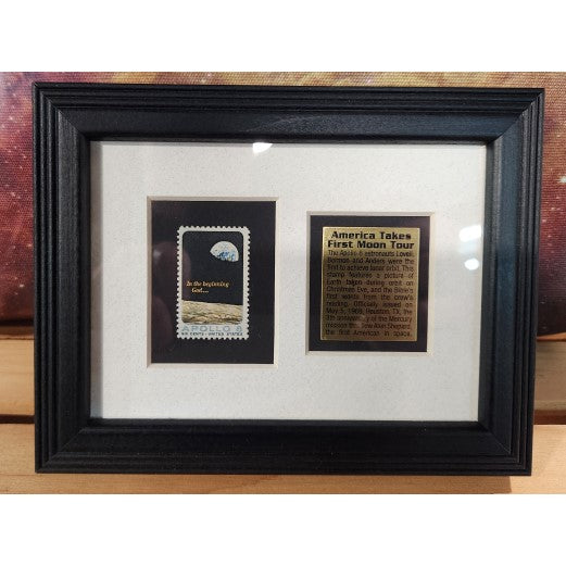 Framed Apollo VIII In the Beginning Stamp/Plate
