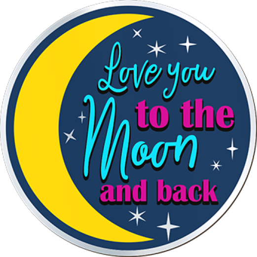 Love You To the Moon and Back Chrome Sticker
