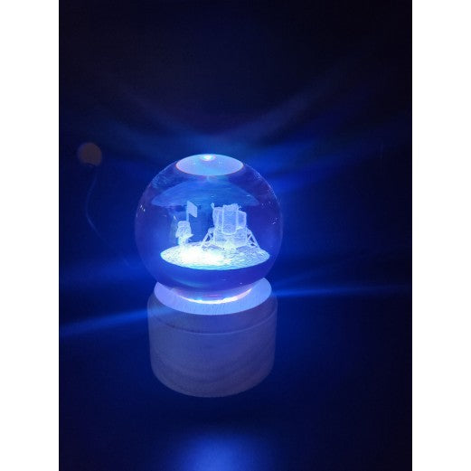 80mm Spinning Base Laser Etched Glass Globe