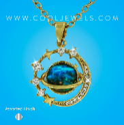 LINK CHAIN NK W/ RHINESTONE MOON & PLANET SATURN PENDANT