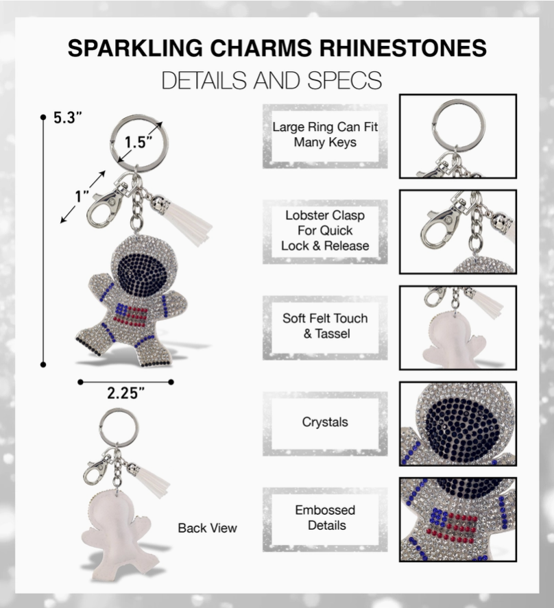 Sparkling Rhinestone Astronaut Keychain