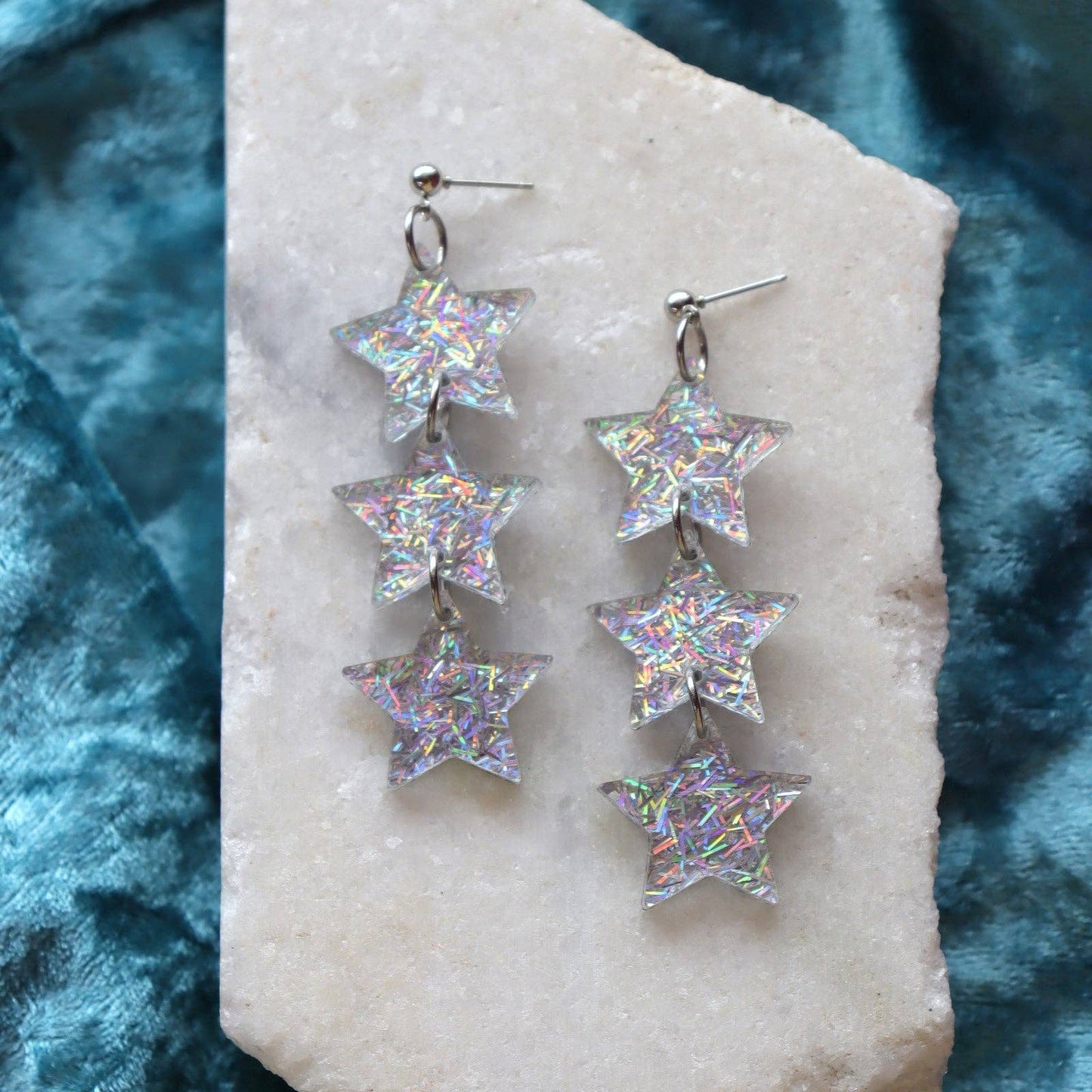 Cascading Forever Stars Dangle Space Statement Earrings