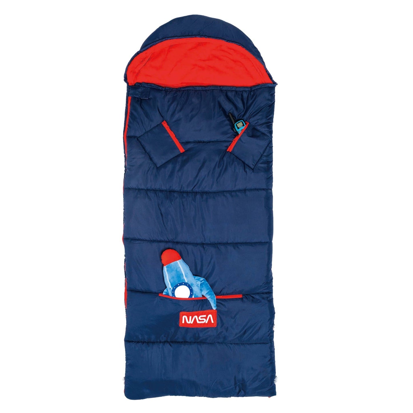 Sleep-N-Pack™ – Big Kid Size | NASA Official Logo & Patches | 2-in-1 Backpack & Sleeping Bag with Cozy Fleece Liner - NAVY