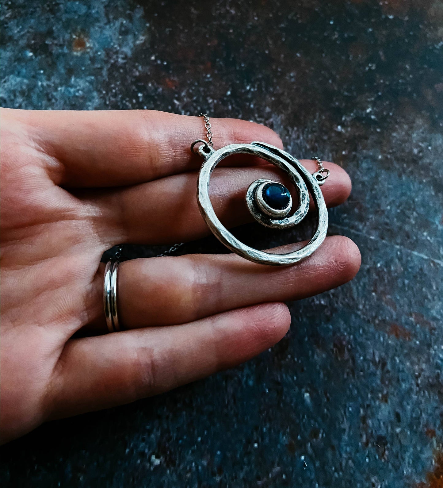 Milky Way Spiral Necklace with Labradorite