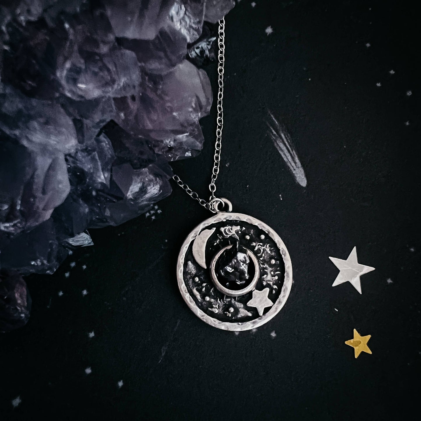 Night Sky Necklace with Authentic Meteorite