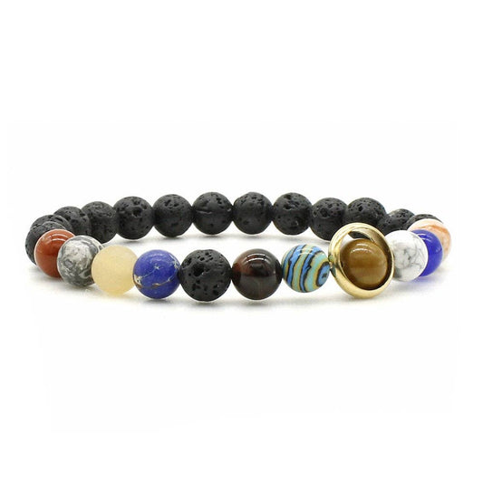 Solar System Couple Bead Bracelet in Natural Crystal Stone
