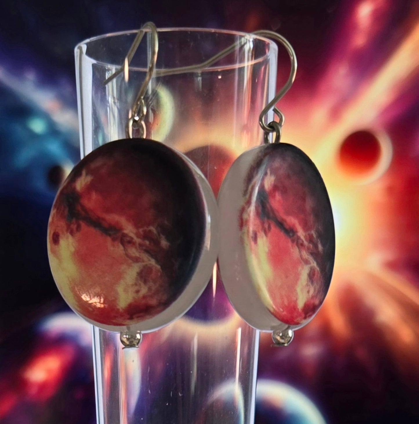 Solar System Planet Earrings Dangle Acrylic Bold