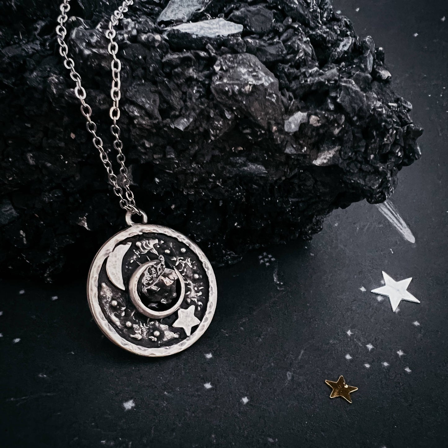 Night Sky Necklace with Authentic Meteorite