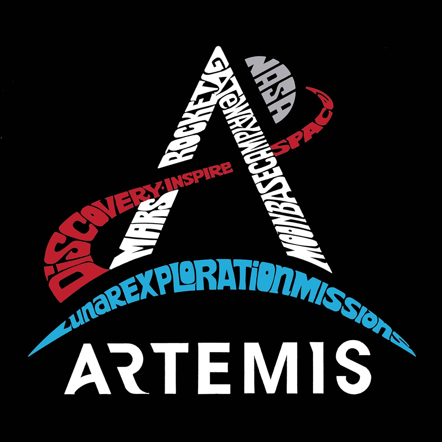 NASA Artemis Logo - Men's Word Art Hooded Sweatshirt - Black