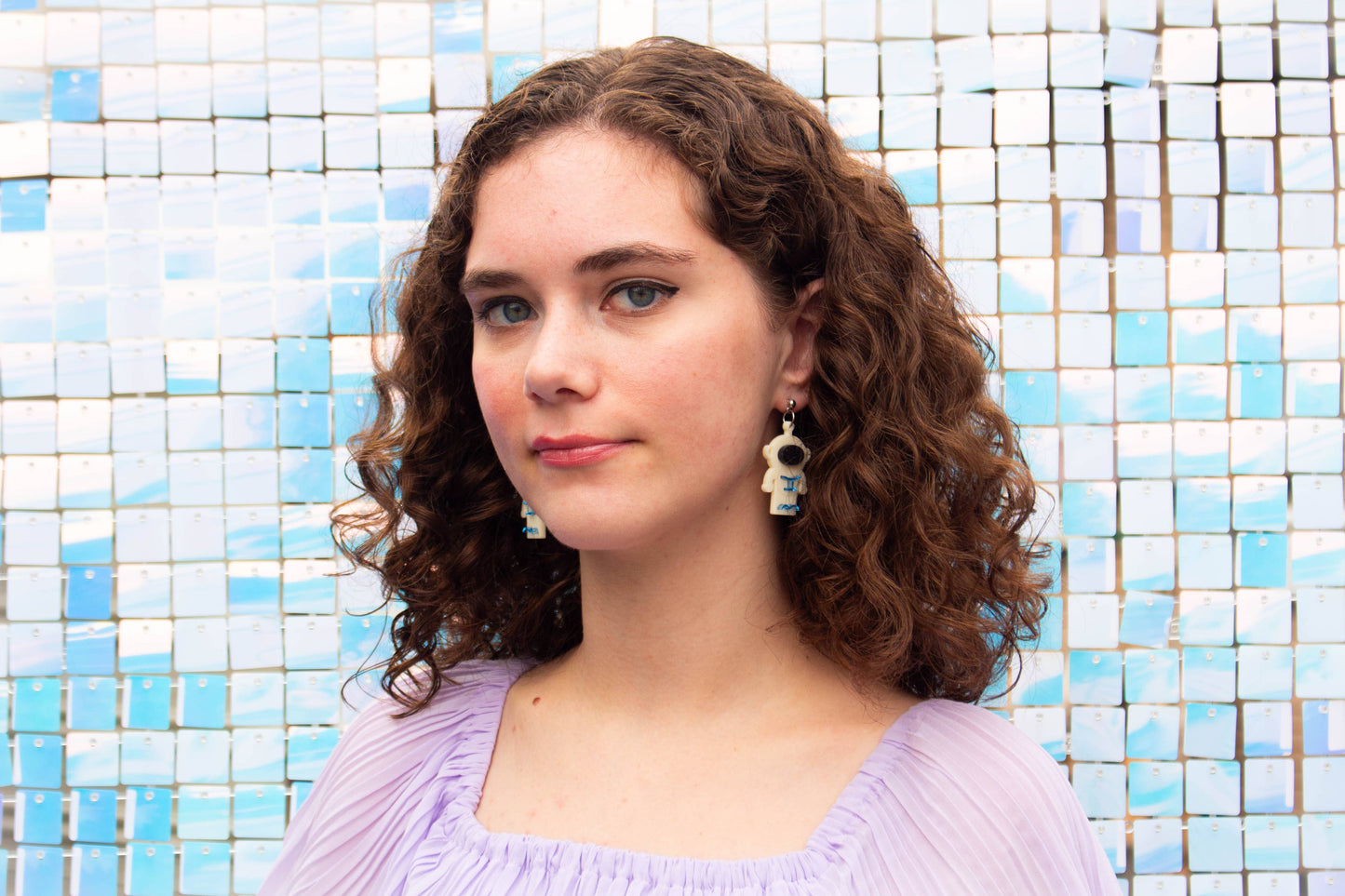Dear Moon Astronaut Acrylic Statement Space Earrings
