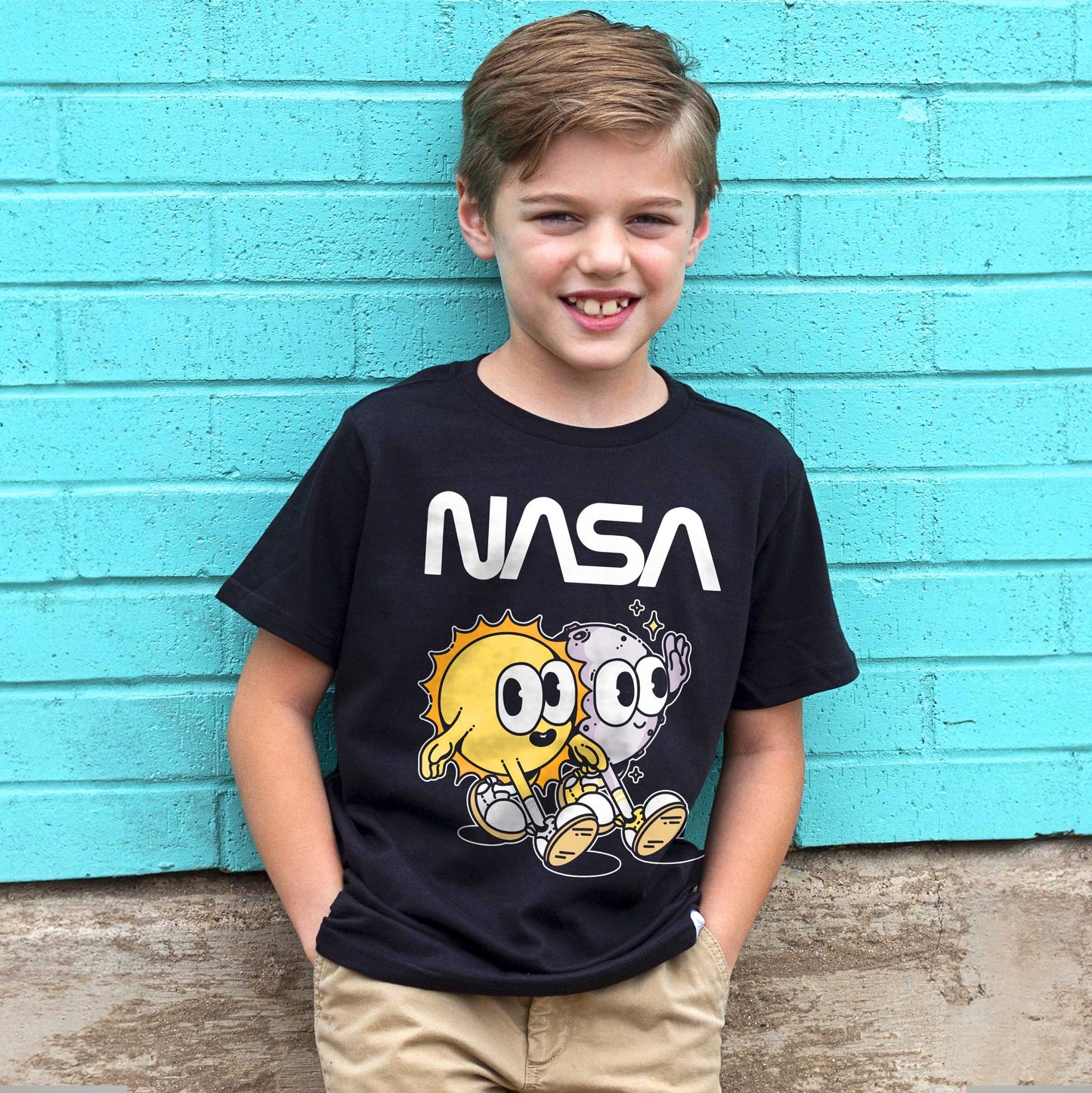 Kids NASA Sun & Moon T-Shirt Space Graphic Tee