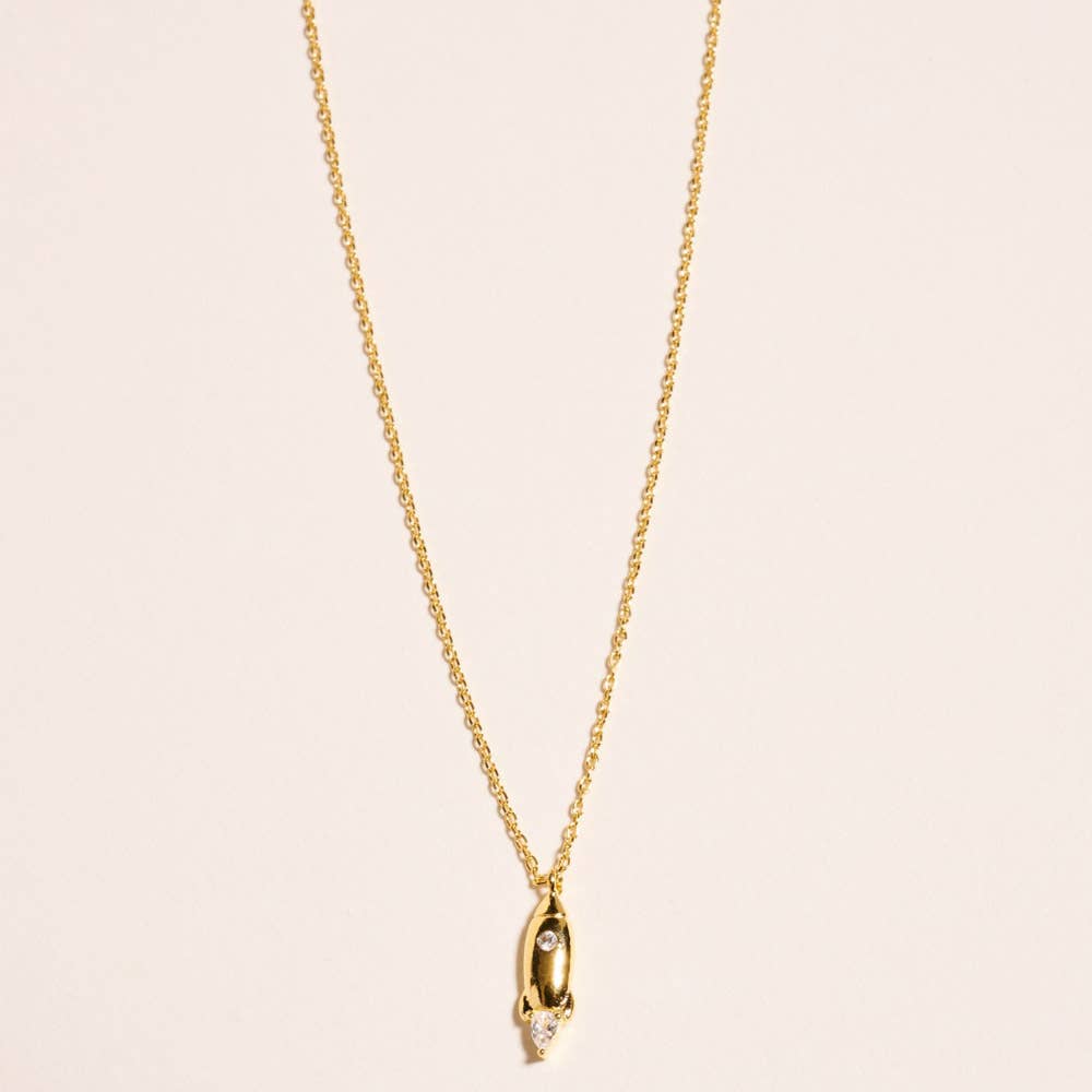 ROCKET SHAPED GOLD DIPPED PENDANT SHORT  NECKLACE