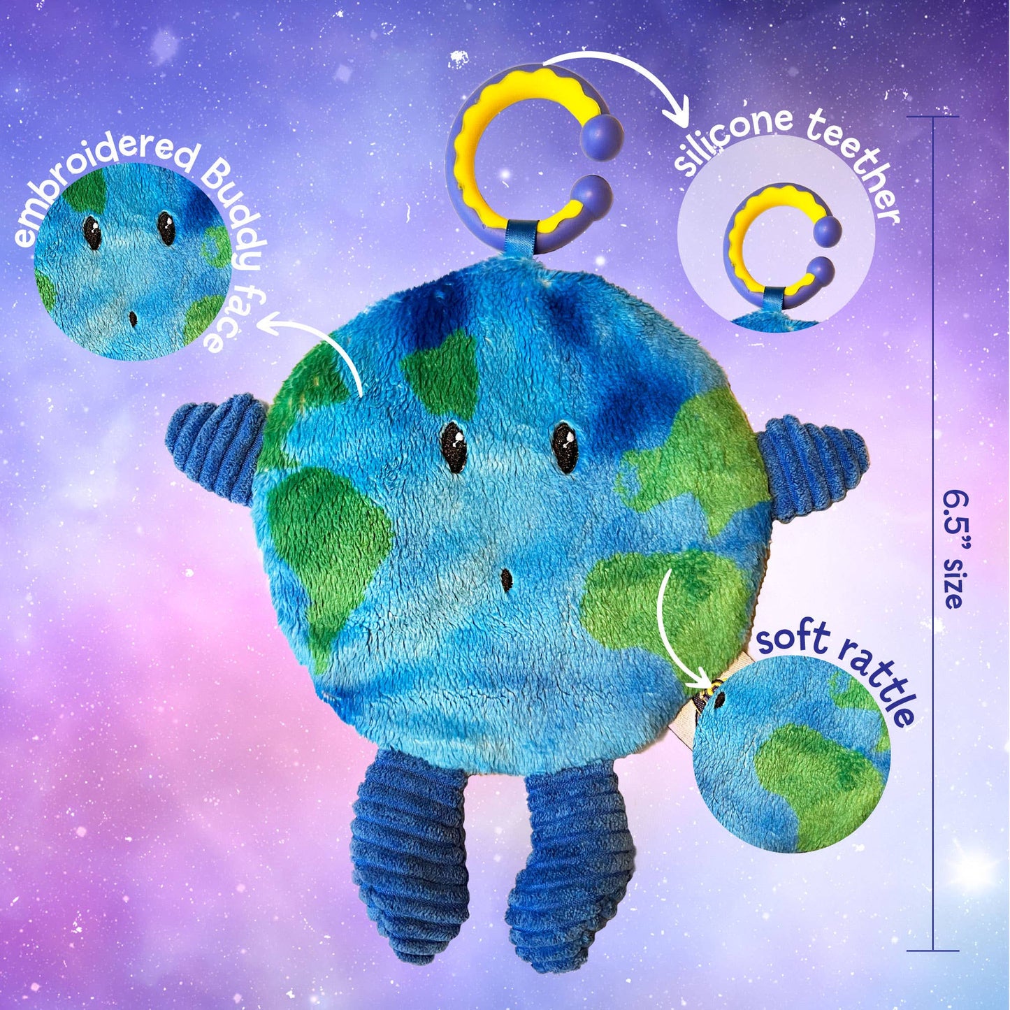 Earth Plush Baby Teether Lovey - Sensory Infant Toy