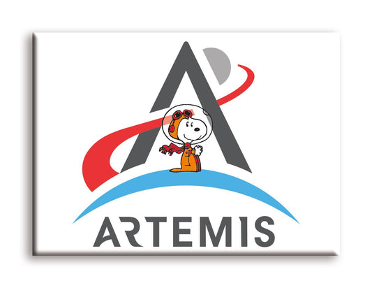Peanuts Snoopy in Space - Artemis Logo Flat Magnet (2.5" x 3