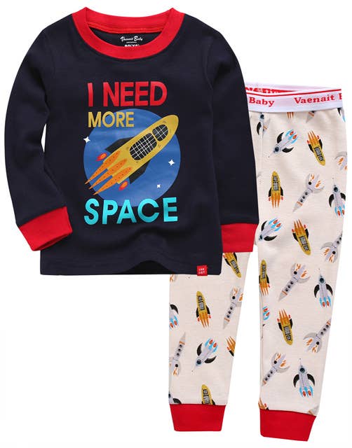 Long Sleeve Pajama Set Space Rocket