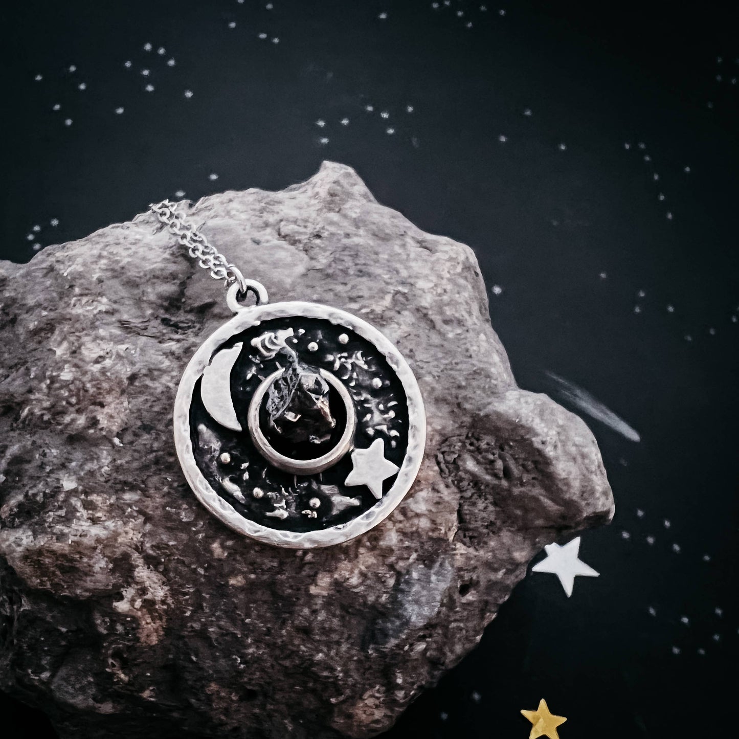 Night Sky Necklace with Authentic Meteorite