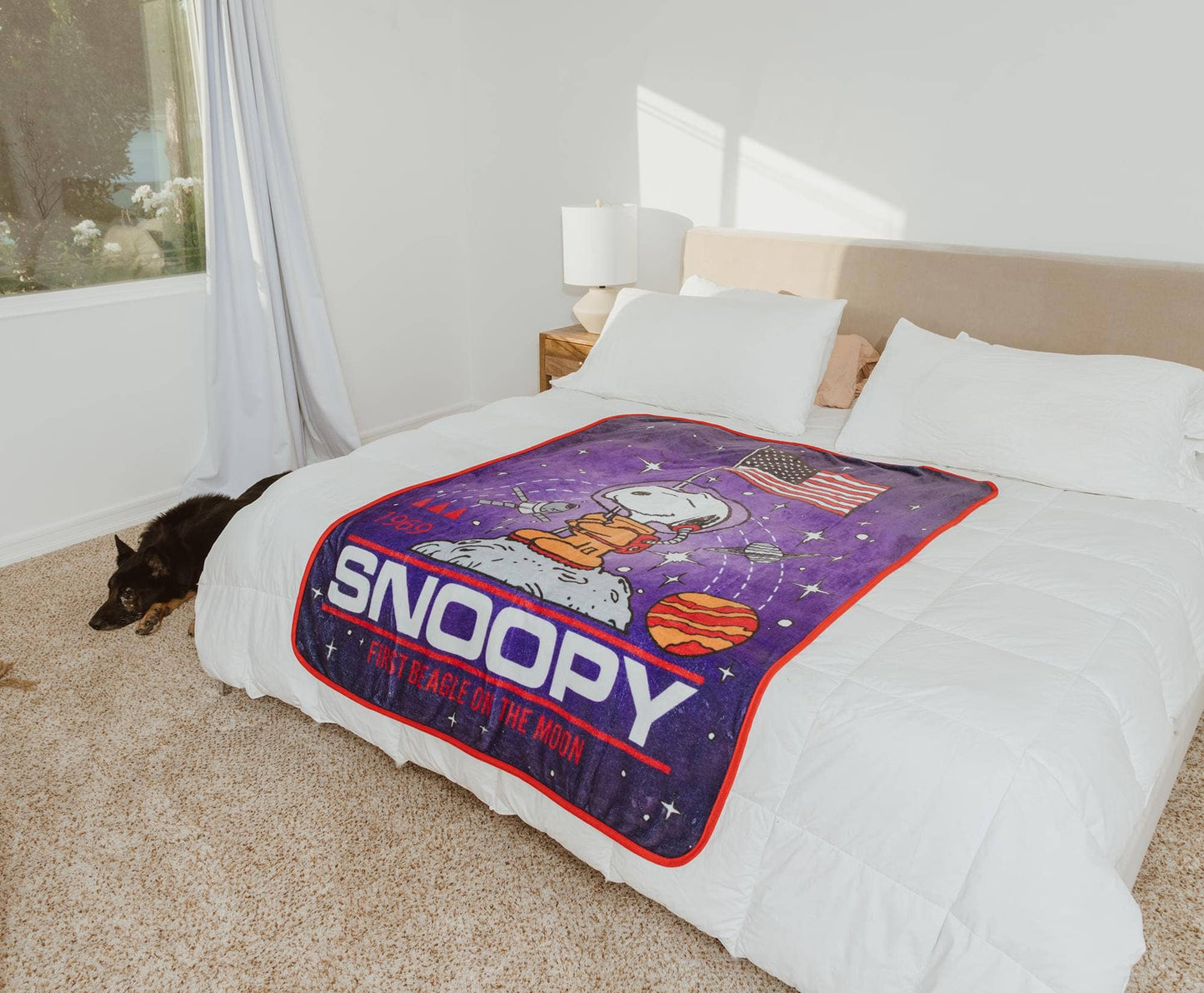 Peanuts Snoopy On The Moon Fleece Throw Blanket