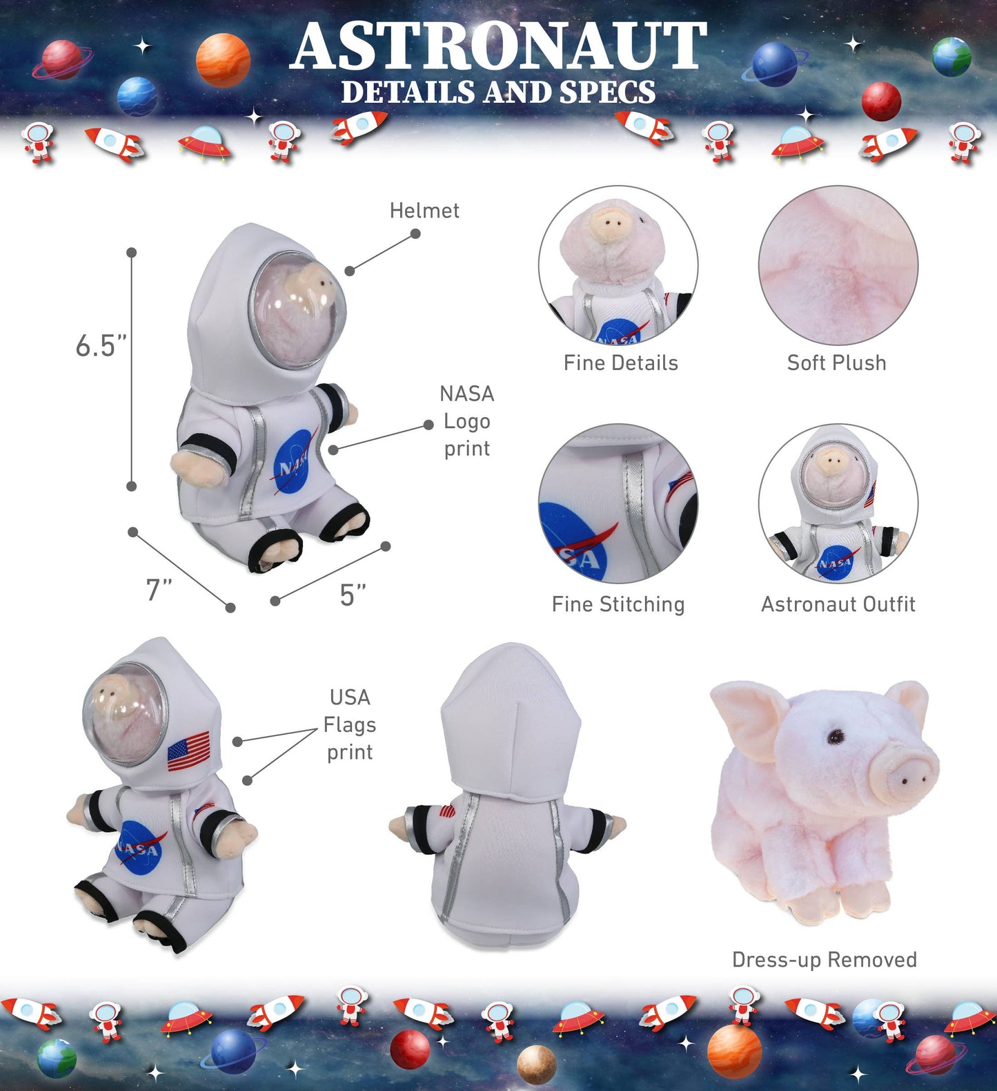 Plush Astronaut - Super Soft Plush - Squat Piggy
