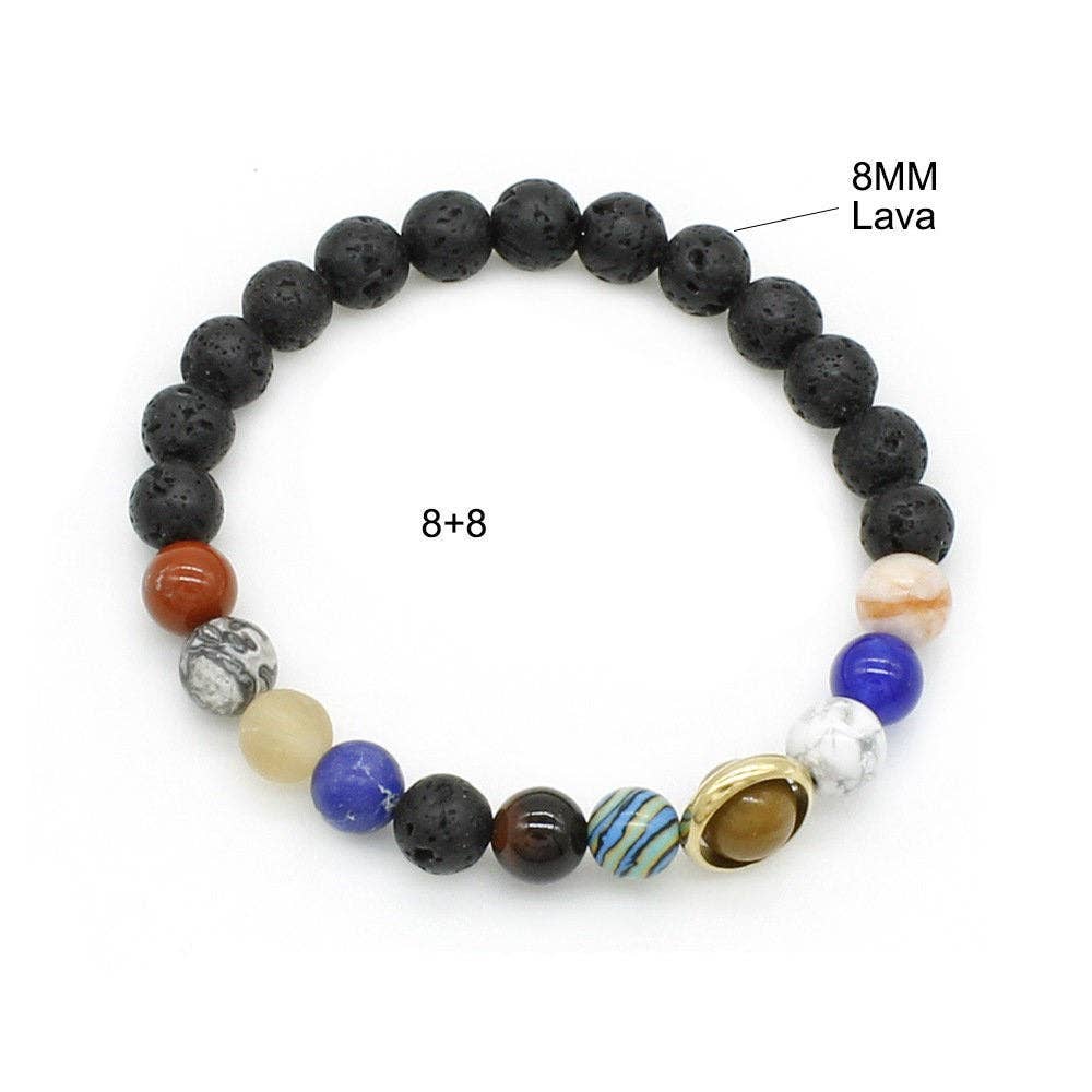 Solar System Couple Bead Bracelet in Natural Crystal Stone