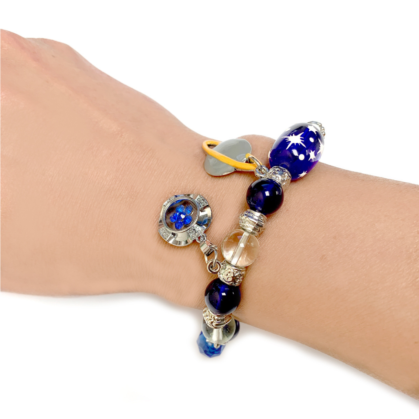 Solar System Galaxy Universe Saturn Blue Bracelet