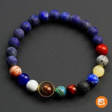 Solar System Couple Bead Bracelet in Natural Crystal Stone
