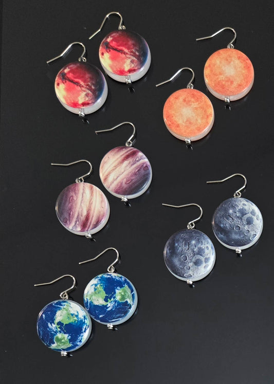 Solar System Planet Earrings Dangle Acrylic Bold