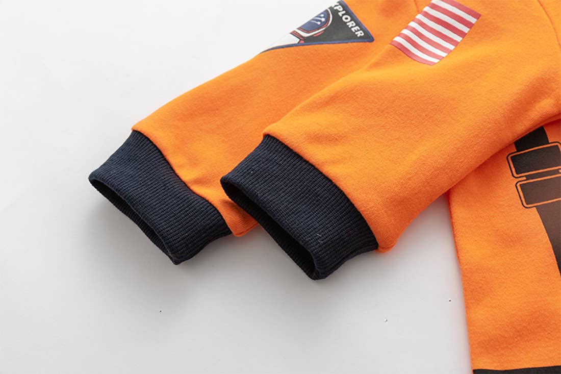 Orange Astronaut Long Sleeve Hooded Costume Baby Romper