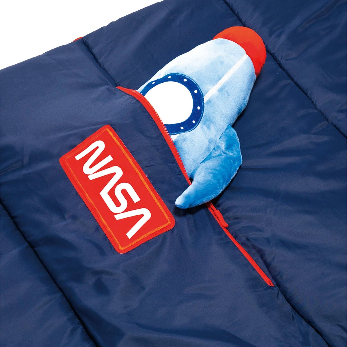 Sleep-N-Pack™ – Big Kid Size | NASA Official Logo & Patches | 2-in-1 Backpack & Sleeping Bag with Cozy Fleece Liner - NAVY