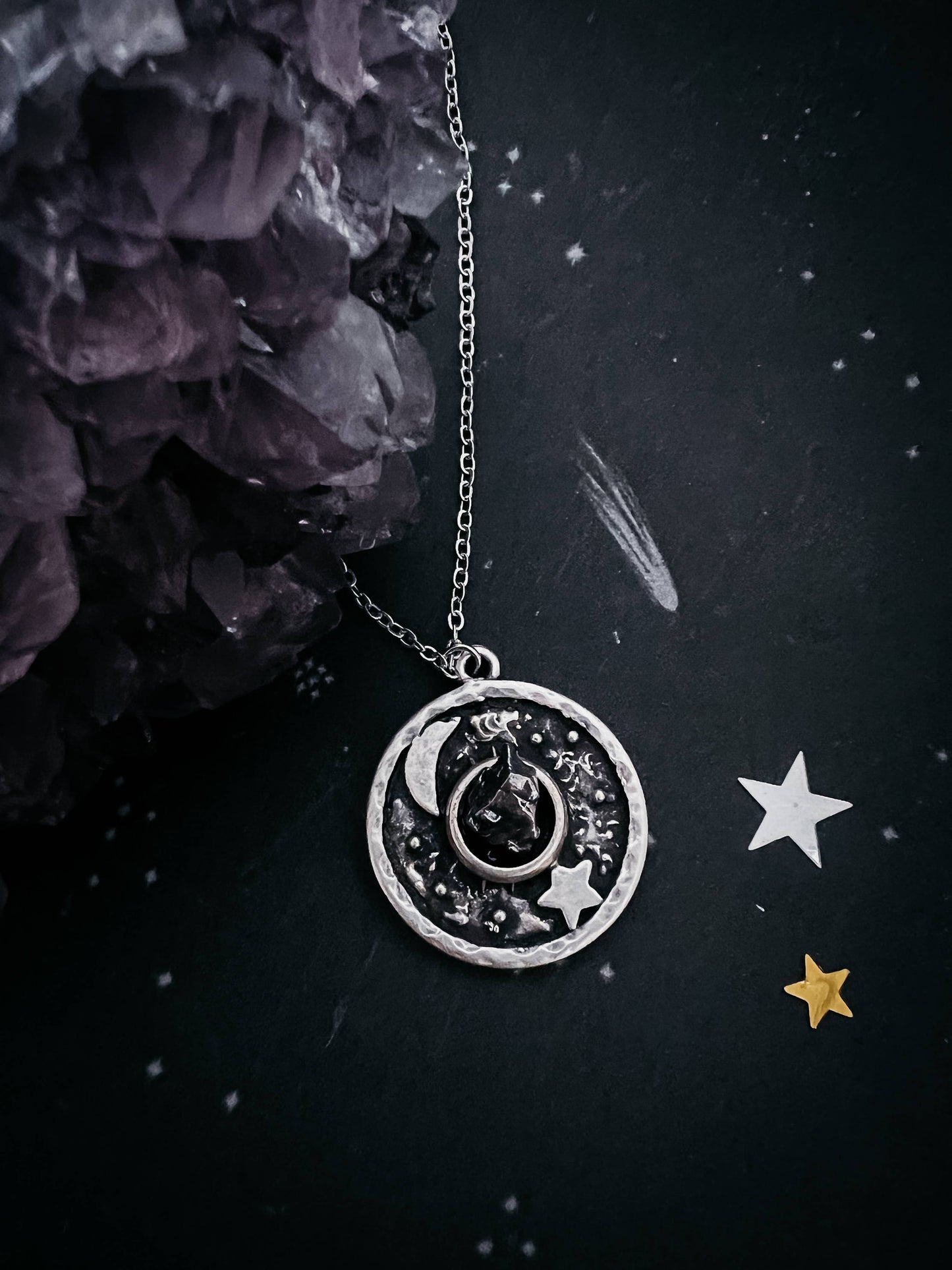 Night Sky Necklace with Authentic Meteorite