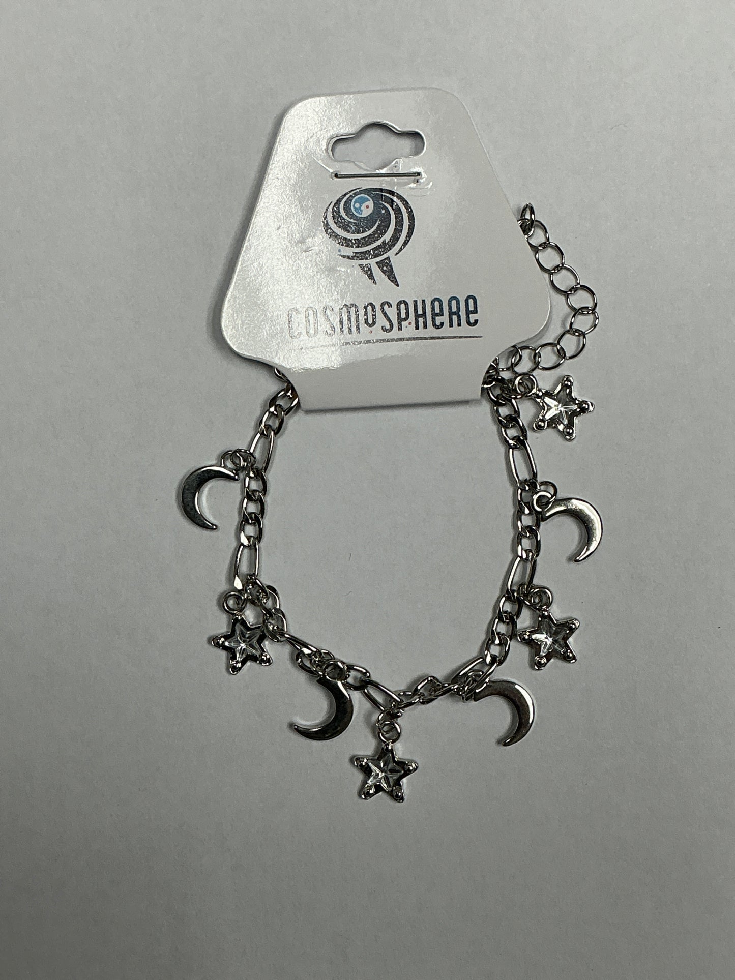Bracelet Link Chain w/Moon & Rhinestone Stars