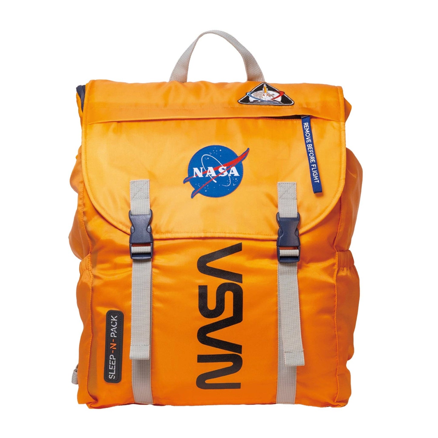 Sleep-N-Pack™ – Big Kid Size | NASA Official Logo & Patches | 2-in-1 Backpack & Sleeping Bag with Cozy Fleece Liner