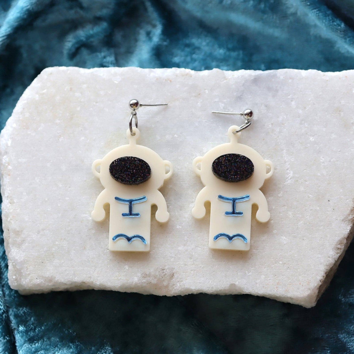 Dear Moon Astronaut Acrylic Statement Space Earrings