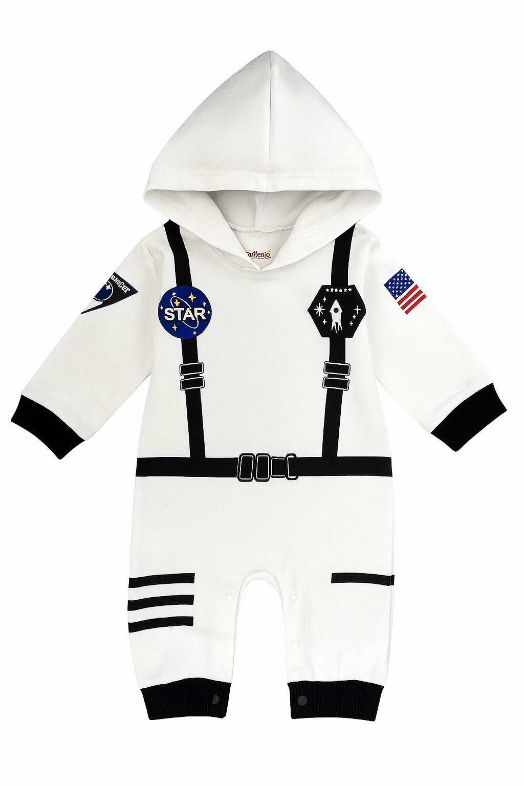 White Astronaut Long Sleeve Hooded Costume Baby Romper