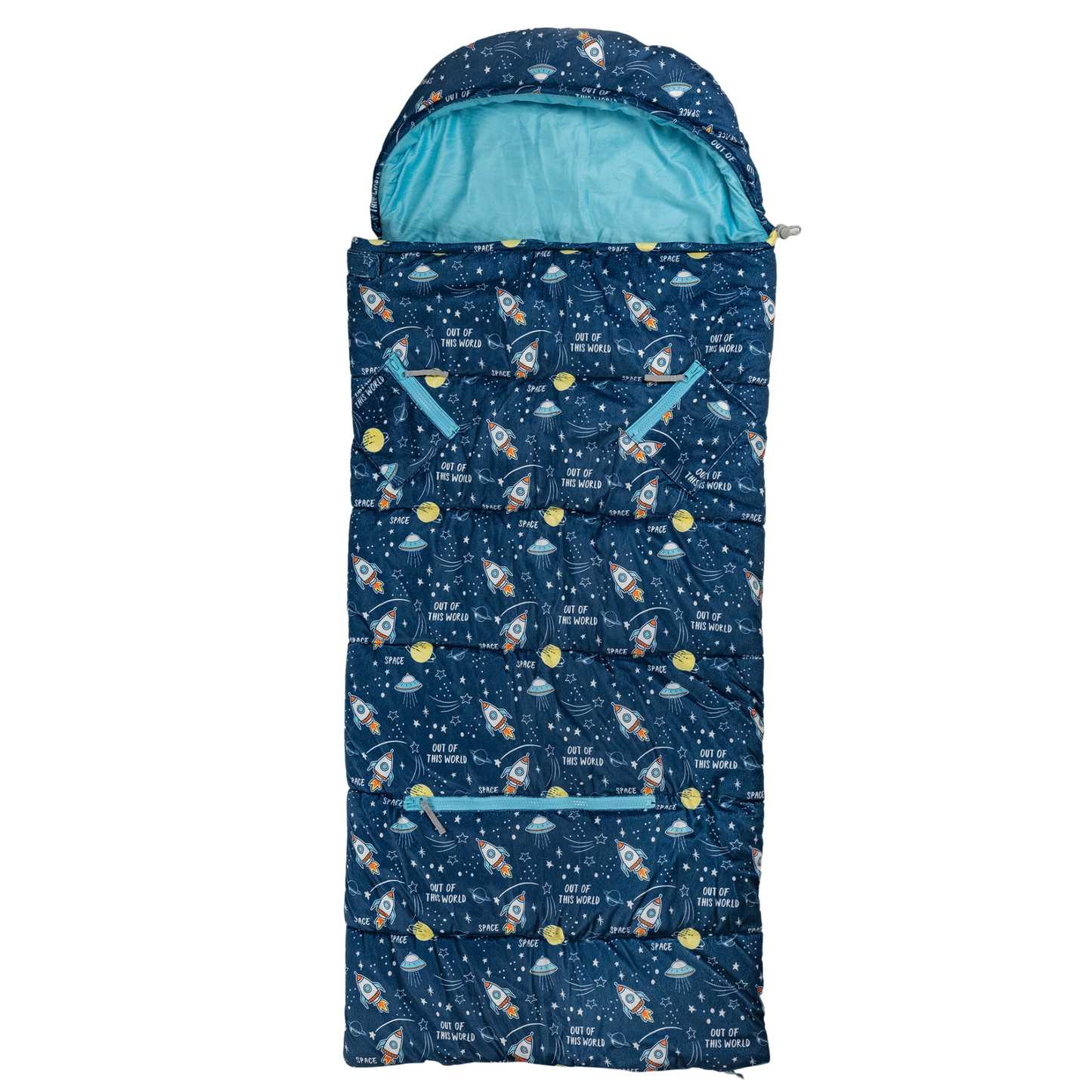 Packable Kid's Space & Rockets Sleeping Bag with Backpack
