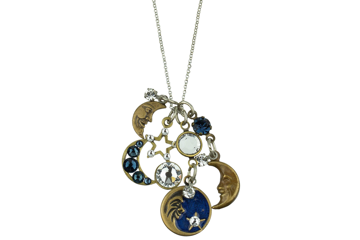 Man in the Moon  Crystal Jumble Charm Necklace