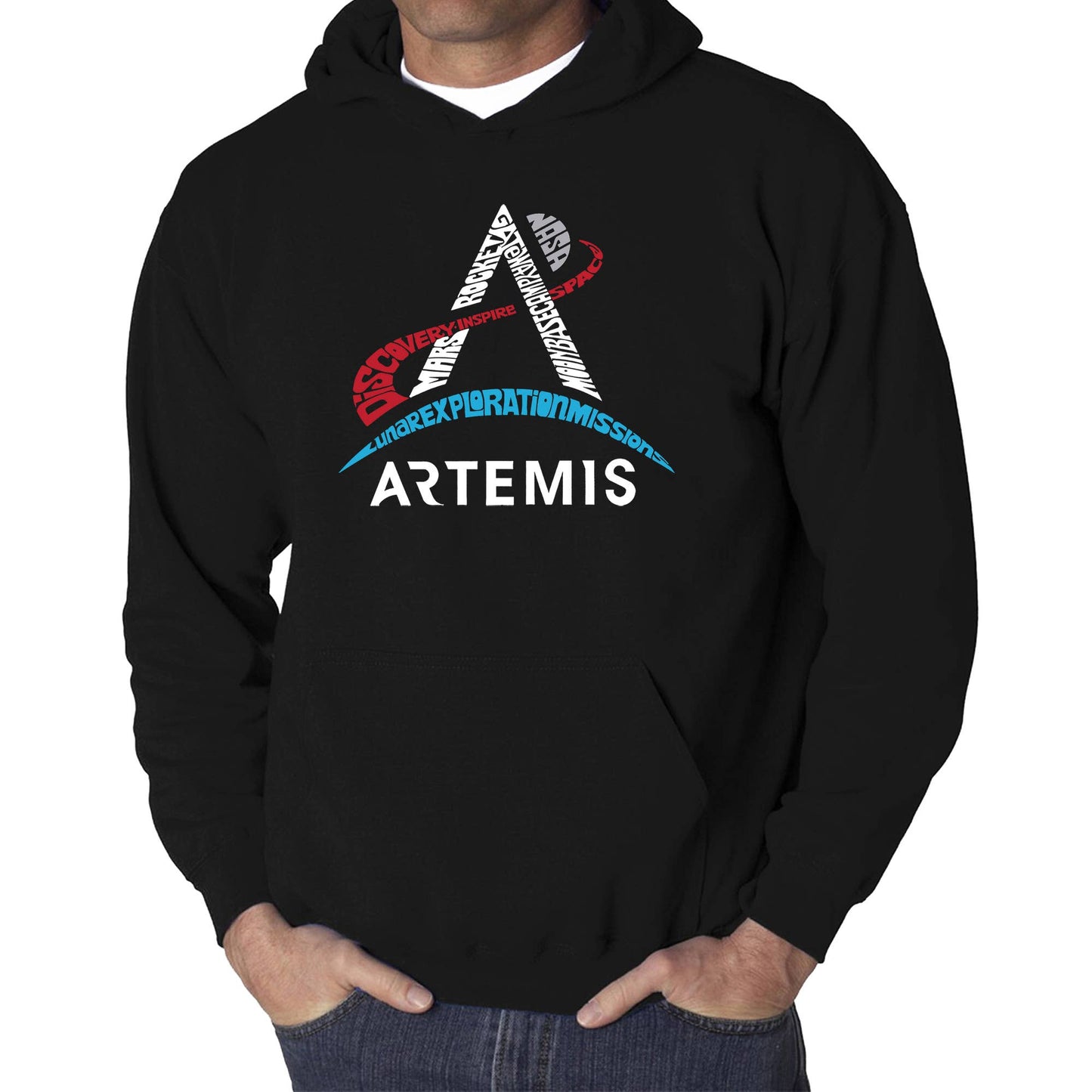 NASA Artemis Logo - Men's Word Art Hooded Sweatshirt - Black