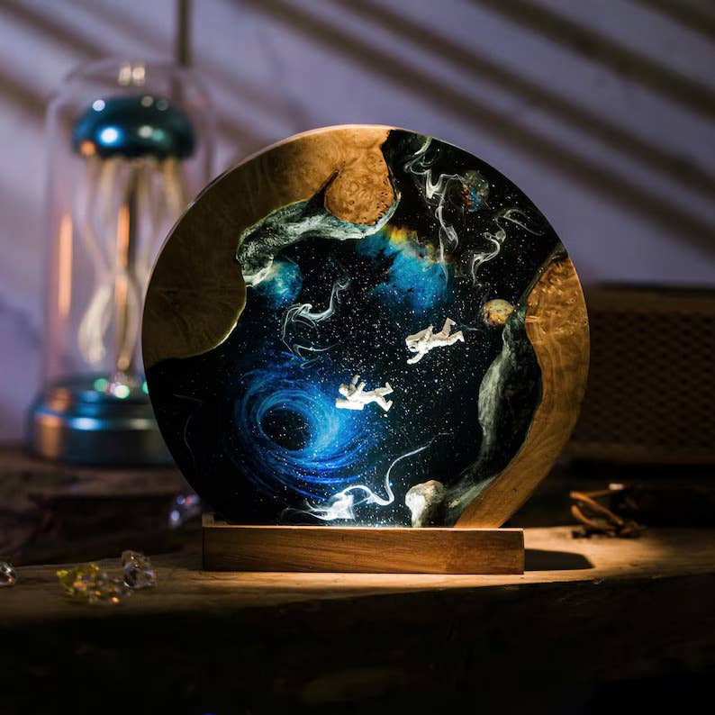 Lamp Astronaut Galaxy Cosmic Space Themed Resin Night Light