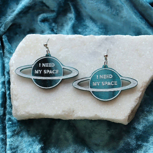 "I Need My Space" Hand-Painted Acrylic Statement Earrings