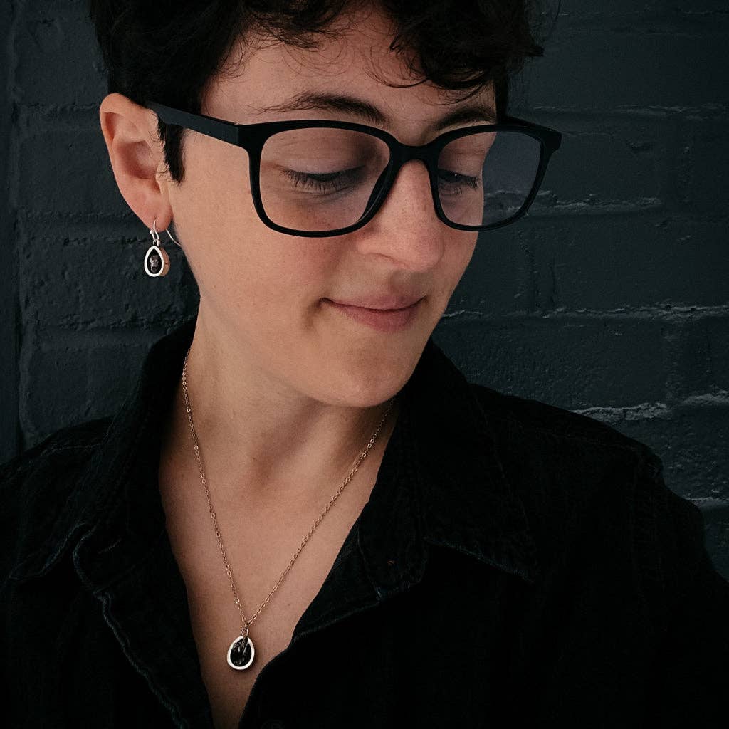 Small Chunky Teardrop Authentic Meteorite Dangle Earrings