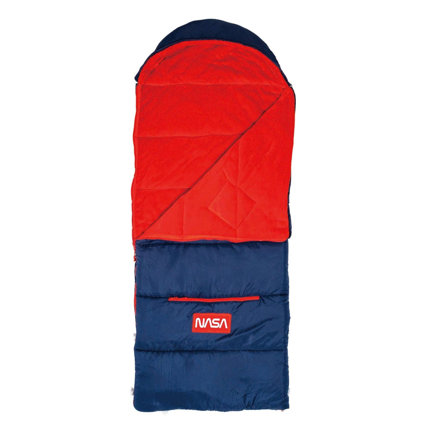 Sleep-N-Pack™ – Big Kid Size | NASA Official Logo & Patches | 2-in-1 Backpack & Sleeping Bag with Cozy Fleece Liner - NAVY