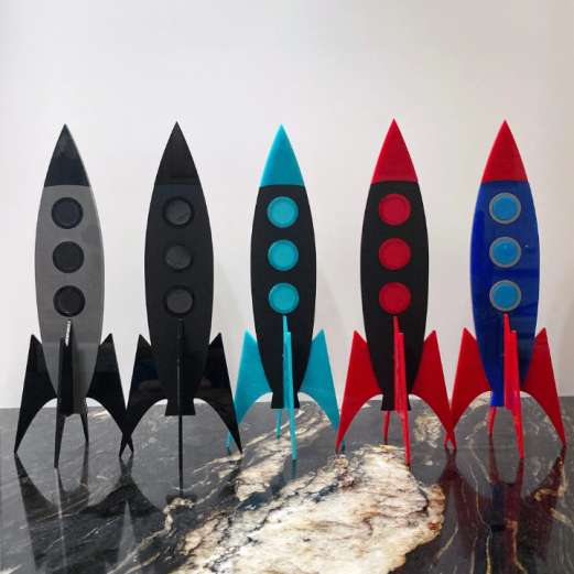 Atomic Age Space Rocket Teal/Black