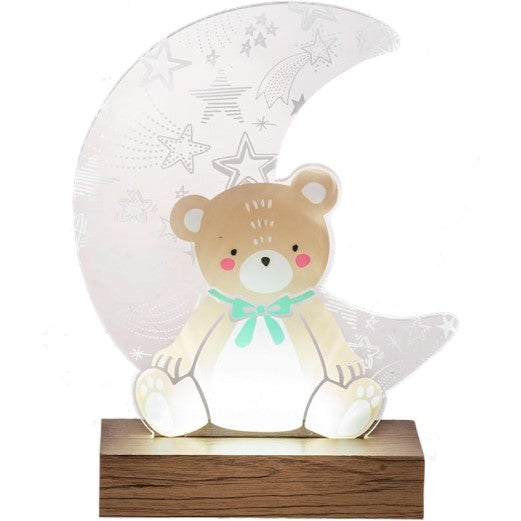 LED Light up Bear w/Moon Figurine