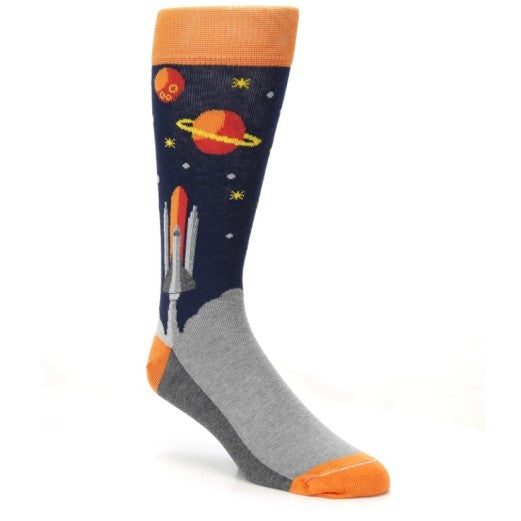 Blue/Orange Spaceship Women's Socks 5-10