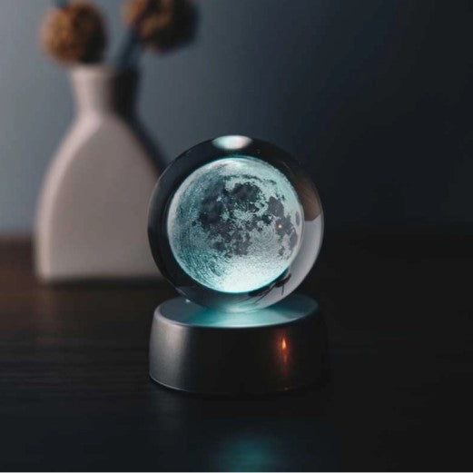 3D Crystal Glass Globe Moon Lamp