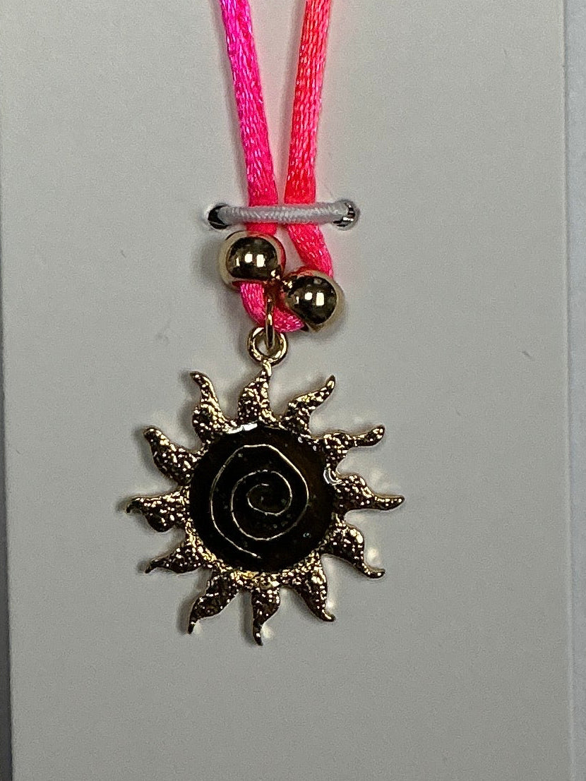 Cord Necklace w/Mood Tribal Sun Pendant