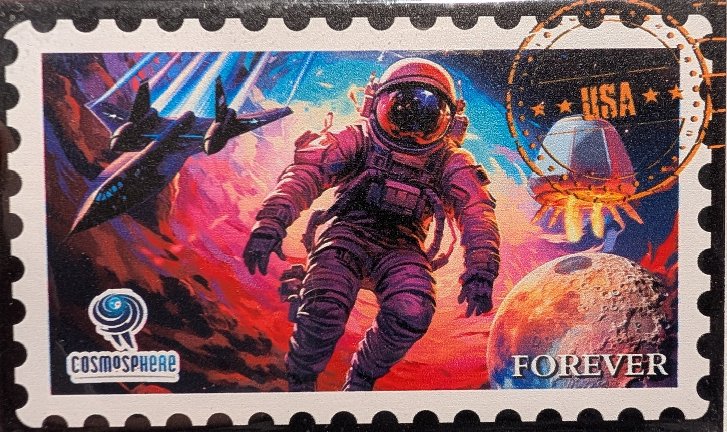 Space Collage Wooden Stamp Magnet