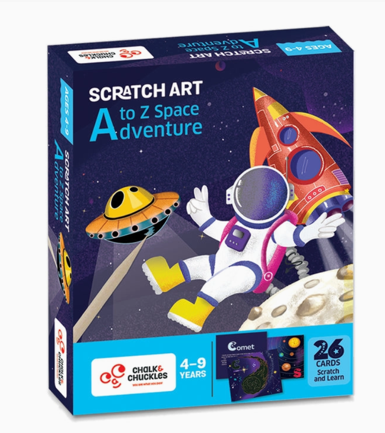 Chalk & Chuckles Scratch Art - A To Z Space Adventure
